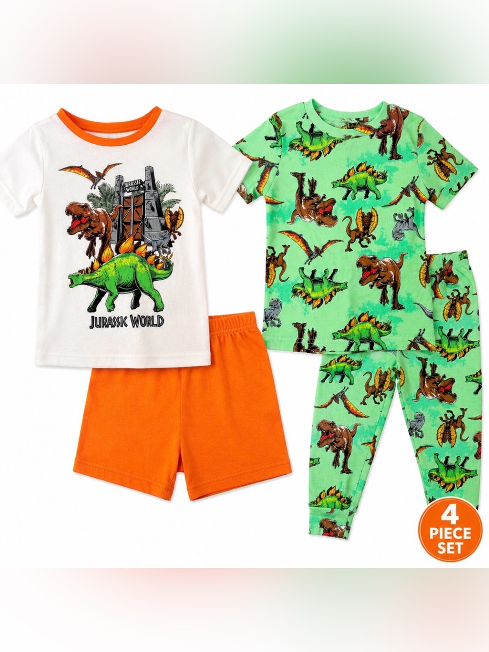 NWT Jurassic World 4 Piece Pajama Set Boys Size 3T Dinosaur Sleepwear